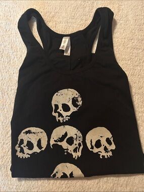 Black Skull Graphic Racerback Side Slit Tank Top